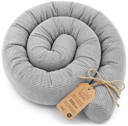 Totsy Baby Seitenschläferkissen Bettschlange Body Pillow 200 cm Cordstoff - Kopfkissen lang Bettrolle Schlafkissen Nackenrolle Zertifikat Oeko-Tex Grau C