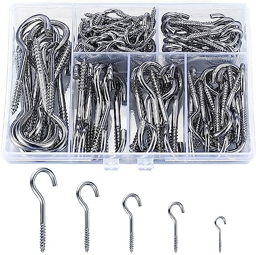 SZSLMY 115 Stk Schraubhaken, Deckenhaken, Cup Hakenschrauben mit Holzgewinde, Einschraubhaken, Haken zum Schrauben Metall zum Aufhängen, für Hängende Pflanzen Teetassen Schlüssel
