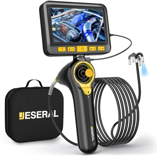 Endoskopkamera 6,2mm Endoscope Camera - JESERAL 360°Endoskop Schwenkbarer 5 HD 1080P Inspektionskamera mit Licht Rohrkamera, Kameras mit 6 LED, IP67 Wasserdicht 1M Kanalkamera Lenkendoskop