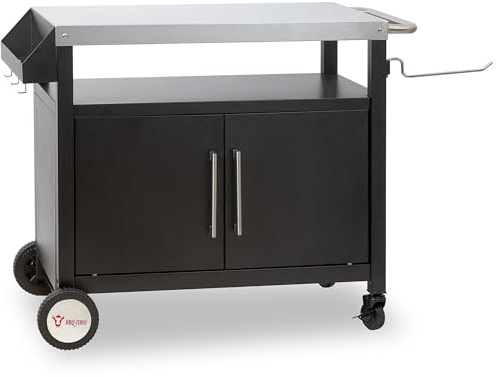 BBQ-Toro Grillwagen 103,5 x 59 x 81 cm | Silber/Schwarz | Grilltisch mit großer Arbeitsfläche | Grill Beistelltisch, Outdoor Grill Trolley, Grilltisch Outdoor, Servierwagen, Outdoor Garten Trolley