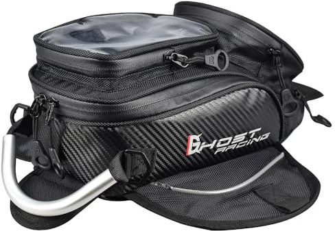 NEWFUN Tankrucksack Motorrad Magnet, Schwarze Oxford-Motorradtasche Mit Touchscreen-Handy-Tasche, Passend für die Meisten Motorräder