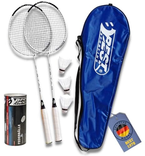 Best Sporting 200 XT Badminton Set mit 2 leichten Schlägern, 3 Bällen und praktischer Tragetasche – Perfekt für den Freizeitsport im Garten, Park oder am Strand