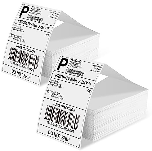 Phomemo Etiketten 4x6 1000 Etiketten/Stapel, Versandetiketten Kompatibel mit MUNBYN, Phomemo, Polono Etikettendrucker, BPA-freie Thermoetiketten Selbstklebende für DHL, UPS, DPD-100 x 150 mm