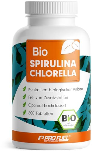 Bio Spirulina & Chlorella Presslinge 600x - optimal hochdosiert - 3000 mg Spirulina & 3000 mg Chlorella aus kontrolliertem Bio-Anbau - laborgeprüft mit Zertifikat - 100% vegan