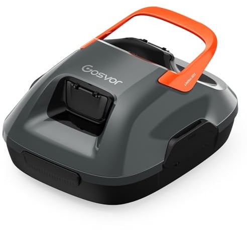 Gosvor Poolroboter Akku, 6600 LPH Effiziente Reinigung mit 90 Min Laufzeit, 3,4 KG Leicht Bodensauger, Einfach zu Bedienen & Warten, Poolsauger für Pools mit Flachem Boden bis zu 80㎡, Orange