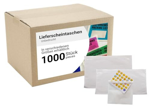 dm-folien Lieferscheintaschen C5 I 1000 Stück I Selbstklebende Versandtaschen I Blanco Versandunterlagen für Lieferscheine & Rechnungen I Versandzubehör aus PP I transparent & unbedruckt
