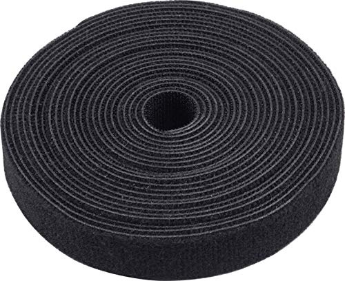 Meister Klettband-Rolle – schwarz – 5 Meter Länge – 20 mm Breite | Wiederverschließbar – Frei zuschneidbar – Stabil und Wasserfest – Klett-Kabelbinder auf Rolle – Doppelseitiges Klett