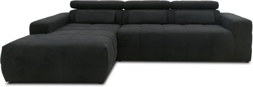 DOMO. collection Ecksofa Brandon, Sofa mit Rückenfunktion in L-Form, Polsterecke, Eckgarnitur Longchair links 285 x 175 x 98 cm (BxTxH), schwarz
