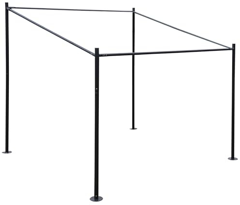 Pergola-Gestell HWC-A22, Anbaupergola Garten Pavillon Terrassenüberdachung Gestänge, Stahl 3x3m