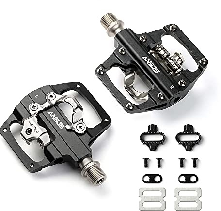 ANSJS 2 in 1 SPD-Fahrradpedale, CNC Aluminium Rutschfest, Klickpedale Set für BMX MTB Trekking Mountainbike Rennrad, Achse 9/16 (M213)