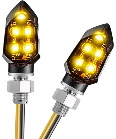 CICMOD 2 Stück Motorrad LED Blinker, Mini E geprüft Microblinker Universal Smoked LED für Scooter Quad Roller Cruiser
