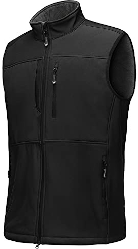 33,000ft Weste Herren Outdoor Wasserdichte Softshell Ärmellose Jacke | Winddichte Fahrradweste für Männer, Warm Fleece Bodywarmer, Leicht Softshellweste mit 7 Taschen für Golf Laufen Angeln Arbeit