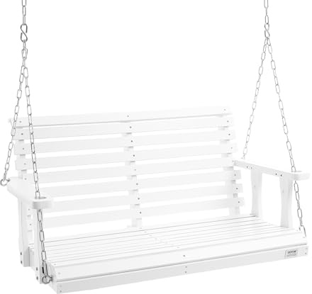 VEVOR Hollywoodschaukel Zedernholz, 1240x710x600mm, Terrassenschaukel für Hof und Garten, verbesserte Tragkraft von ca. 400 kg, robuste Schaukelstuhlbank mit Aufhängeketten für den Außenbereich, Weiß