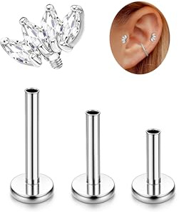 Adramata G23 Titan Helix Piercings Tragus Piercing 16G Innengewinde Labret Piercing Lippenpiercing Medusa Piercing Medizinische Ohrstecker Piercing Ohr Klein Helix Tragus Conch Piercing Gold Silber