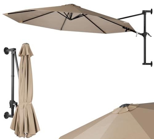BAKAJI Wandschirm für den Garten, Durchmesser 300 cm, Wandschirm mit Metallrahmen, Air Vent Pavillon für den Außenbereich mit 8 Rippen und Abdeckung aus wasserdichtem Polyester (Ecru), ecru