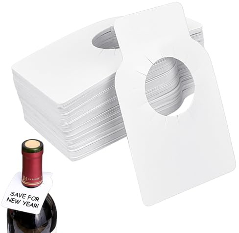 100 Stück Flaschen Anhänger Etiketten PVC Weinflasche Tags Etiketten Weiß | Flaschenanhänger zum Beschriften Wasserdicht Weinflaschen Wein Etikett Leer, für Flasche Flaschenhals