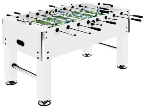 Emmtore Kickertisch Kicker Tischkicker Tischfussballspiel Spieletisch Fußballtisch Tischfussball Tischfußball Stahl 60kg 140x74,5x87,5cm,Weiß
