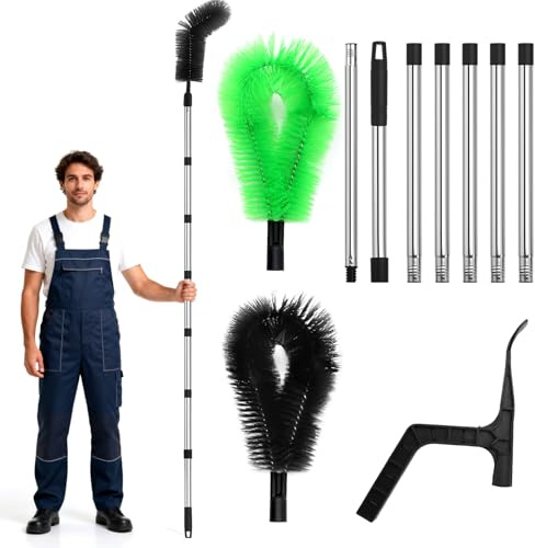 Dachrinnenbürste Dachrinnenreiniger mit Teleskopstiel 390cm Dachrinnen Reinigung Dachrinnenreinigungswerkzeug Tachrinnenreiniger und Reinigungslöffel Schaufel 2 in 1