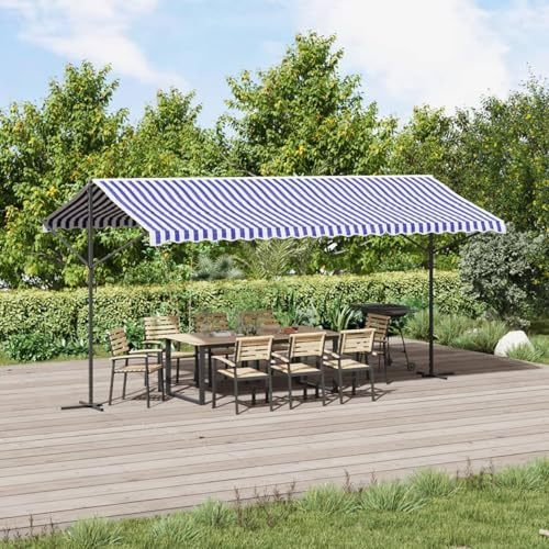 Festnight Standmarkise Freistehend Markise 5x3 m Gartenmarkise Klemmmarkise Sonnenschutz Garten Markise Terrassen Pergola Terassenüberdachung Weiß