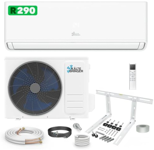 Kältebringer® Split Klimaanlage 12000 BTU 3,7 kW R290 Kältemittel | Ohne F-Gas - A+++ Klimagerät bis 60 m² - Heizfunktion, WiFi und App, sehr leise, mit 5 m Kupferleitung und Wandhalterung