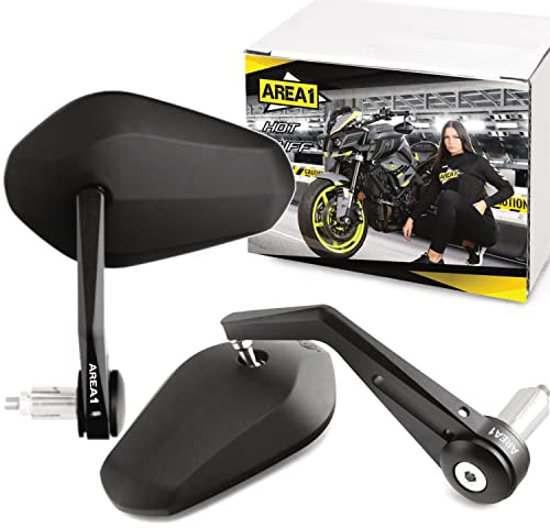Area1 universal Motorrad Lenkerendenspiegel Rückspiegel Paar e-geprüft kompatibel mit Duke SMC/R MT07 MT09 MT125 Z900 Z650 Z500 Z125 CMX CB 500 Hornet SV650 GSXS GSF Bandit R12 S1000 Tuono RnineT