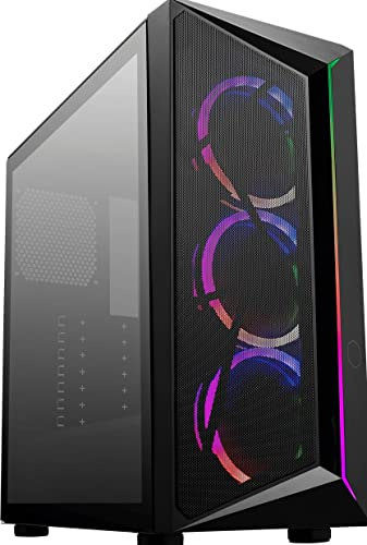 Cooler Master CMP 510 PC-Gehäuse – Mid-Tower-Gehäuse mit ARGB-Streifen, Mesh-Fronteinlass, 3 x 120mm ARGB-Lüfter, Seitenwand aus gehärtetem Glas, vielseitige Kühlung und Komponentenunterstützung