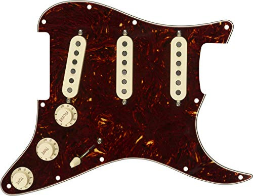 Fender Tex-Mex vorverdrahtetes Strat Schlagbrett SSS 11-Loch, Schildpatt | Strat-Tonabnehmer-Upgrade zum einfachen Einstecken, Texas-Blues-Sound, einfache Installation, vorverdrahtet (S/S/S)