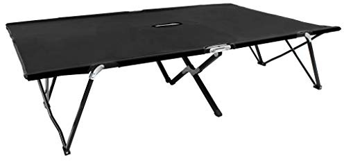 Festnight Klappbare Sonnenliege für 2 Personen Campingbett Relaxliege Feldbett Schwarz Stahl 193 x 125 x 40 cm