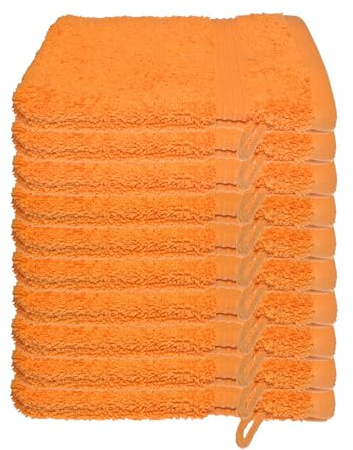 Julie Julsen 10er Pack Waschlappen 29 Farben erhältlich weich und saugstark 500gsm Öko Tex Orange 15 x 21 cm B-Ware
