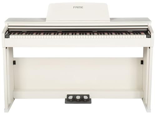 Fame DP-3000 E-Piano mit Hammermechanik, anschlagdynamischen 88 Tasten, voller Klavierklang, 20 Orchesterklangfarben, 128-fache Polyphonie, wertiges Gehäuse mit Deckel und Konsolen, Digital Piano