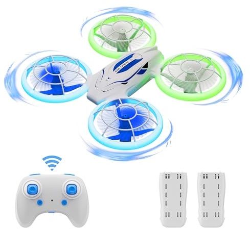 Ridge's Puddle Drohne für Kinder Geschenke - Mini Drone LED Lichter Ferngesteuerte Quadcopter Spielzeug ab 6 7 8 9 10 Jahre für Jungen Mädchen Anfänger 2 Akkus