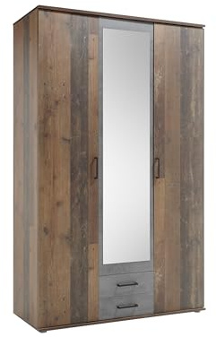CHICAGO Eleganter Kleiderschrank mit viel Stauraum - Vielseitiger Drehtürenschrank in Old Style & Betonoxid Optik - 120 x 197 x 54 cm (B/H/T)