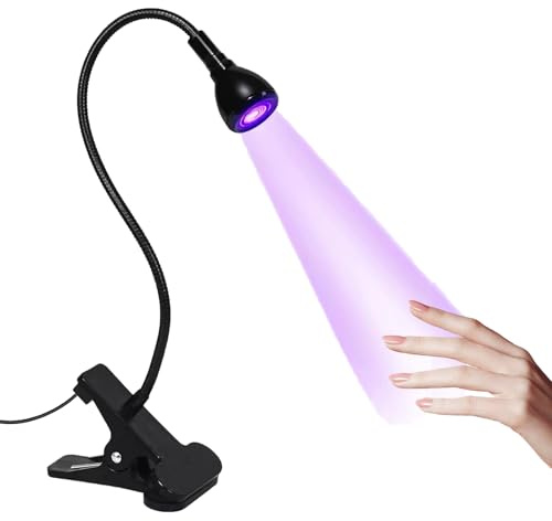 UV Lampe für Gelnägel,3W Nageltrockner LED Lampe für Gel Nagellack mit Clip & USB-Schalter,360° Flexibel Drehbare Mini UV Nagellampe,Tragbares UV Licht für Nägel,Schwarz