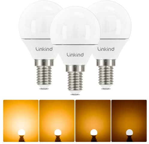 Linkind Dimmbar E14 LED Lampe 4.2W Warmweiß, ersetzt 40W, G45 Tropfenform Energiesparlampe E14 Golf 470lm, 2700K LED leuchtmittel, 3 Stück