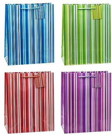 TSI Geschenktüten COLORFUL LINES, 12er Packung, Größe: Groß (HxBxT 32 x 26 x 13,5 cm), Art. Nr. 85315