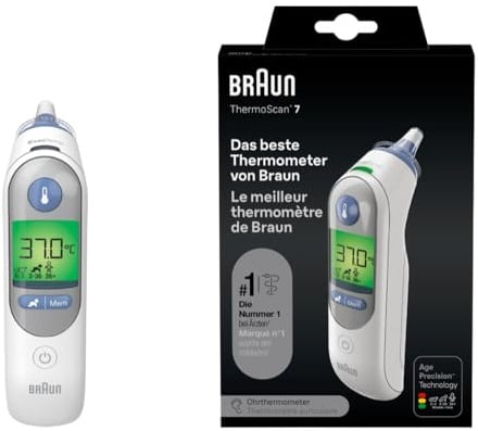 Braun ThermoScan 7 Ohrthermometer BRAIRT6520 | Age Precision Technologie | Farbcodiertes Digitaldisplay | Baby- und kleinkindfreundlich | Die #1 Marke bei Ärzten(1)