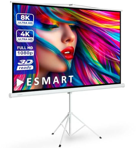ESMART Professional MISATI Stativleinwand, Gesamtbreite 237 cm, Tuch: Weiß