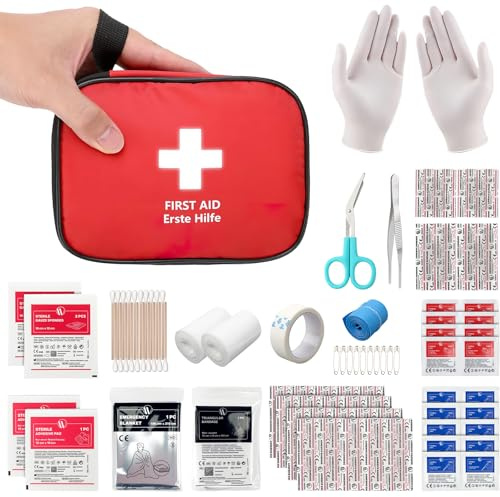 HONYAO® Erste Hilfe Set, Mini Reiseapotheke 90 Teilig, Notfalltasche Notfallset Klein für Outdoor Zuhause Auto Arbeitsplatz Camping Motorrad Fahrrad Wandern Notfall
