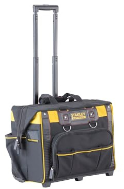 STANLEY FatMax Werkzeugkoffer mit Rollen Werkzeugbox rollend Werkzeugkasten - Werkzeugkiste (mit leichtgängigen Rollen, strapazierfähige, große Öffnung, Teleskopgriff, Maße 50x36 x41 cm) FMST1-80148