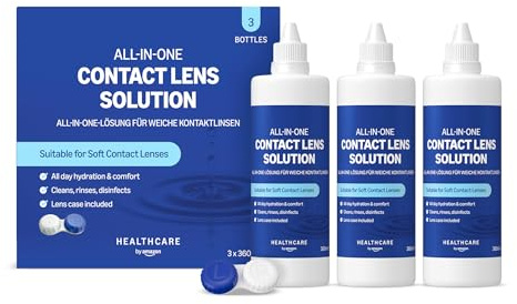 Healthcare by Amazon All-In-One Lösung für weiche Kontaktlinsen, 360ml, 3er-Pack, (vorher Amazon Basic Care) – Verpackung kann variieren