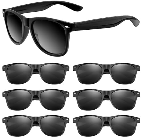 ASTARON Retro Vintage Sonnenbrille Bulk, 6 Pack polarisiert Günstige Neon Sonnenbrillen Bulk für Frauen und Männer (Schwarz)