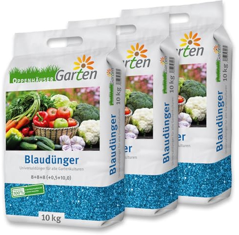 OPPENHÄUSER Blaudünger 30kg bis 450m² - Dünger für Obst, Gemüse und | robuste Pflanzen, optimale Nährstoffversorgung, langanhaltende Wirkung