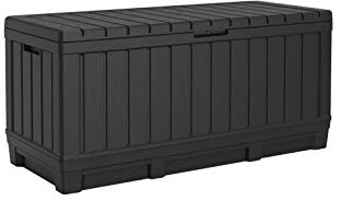 Koll Living Gartenbox Kentwood 350 Liter Stauraum anthrazit - kompakte Aufbewahrungsbox mit viel Platz für Sitzauflagen, Gartengeräte oder Kinderspielzeug - hält den Inhalt trocken & gut belüftet
