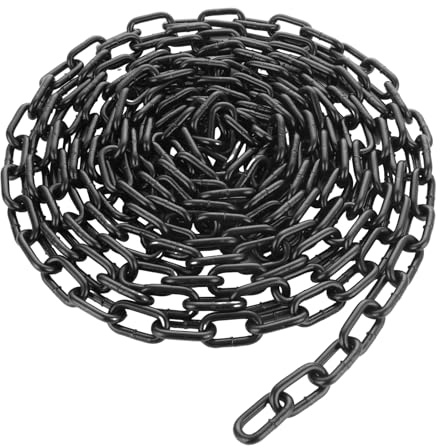 WOPPLXY Kette Schwarz, 6m 6mm Ketten Langgliedrig Lastlager Kette, Sicherheitskette zum Aufhängen von Zäunen, Schaukelkette, Ketten Hängesessel, Garagentore