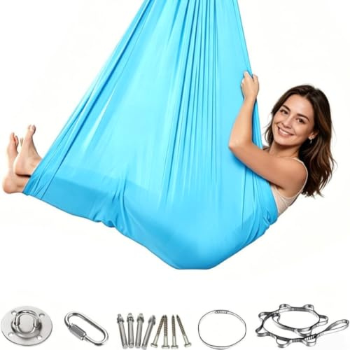 Aerial Yoga Hängematte Indoor&Outdoor Ultraleicht, 200kg Tragkraft Yoga-Schaukel Hammock (280x150cm), Schaukel-Hängematte für Garten, Indoor, Balkon,Terrasse