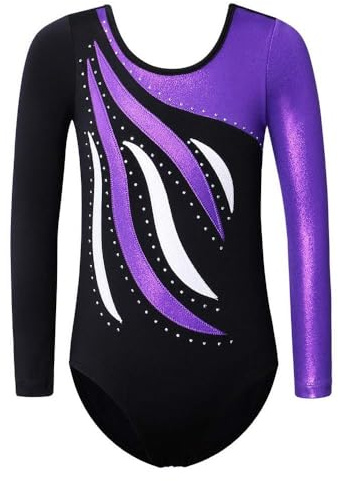 FINGER TEN Gymnastikanzug Mädchen Kurzarm Langarm Kinder Ballettanzug Gymnastik Training Gymnastikbody Trikotanzug Tanz Kleid Ballettkleid