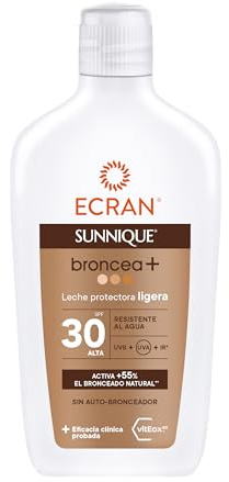 Ecran Sunnique Sonnenmilch + LSF 30, hoher UVB+UVA- und IR-A-Schutz, aktiviert die natürliche Bräunung, ohne Selbstbräuner, mit PureBronze-Technologie, wasserfest, 370 ml