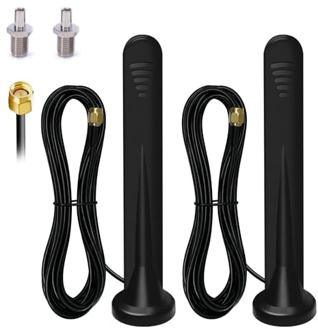 2 X 5G LTE Antenne 4G Omnidirektionale Signalverstärker SMA TS9 Stecker 15DBI High Gain Chip Externer Magnetfuß Antenne für Innen/Außen,3G/4G/5G/GSM/GPRS Router alle Frequenzbänder Universell - 3M