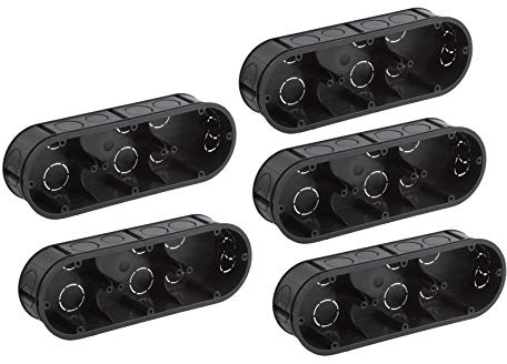 Meister Schalterdose 3-fach - Unterputz - 45 mm tief - schwarz - 5 Stück - 218 x 75 mm - Zum Einbau von Schaltern & Steckdosen / Unterputzdose doppelt / Gerätedose / Abzweigdose / 7460750