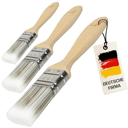 ORGAFLIX Lasurpinsel 30mm Premium - 3er Set - Kein Borstenverlust - Lasur Pinsel-Set für Holz außen, Lacke, Farbe, Öl, Möbelfarbe streichen - Lackpinsel Pinselset klein, Malerpinsel, Flachpinsel